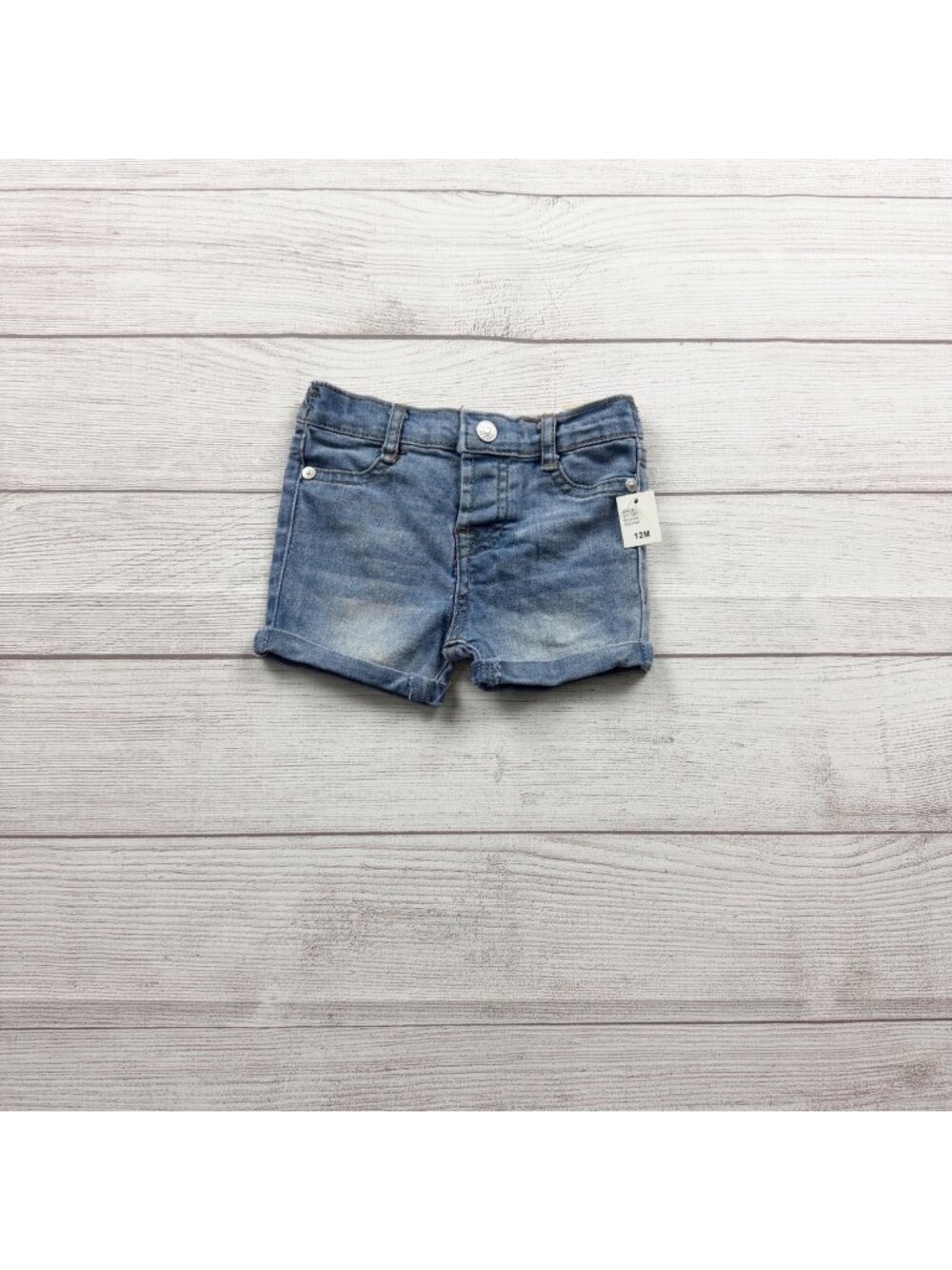 7 For All Mankind Baby Girls Denim Shorts Rolled Hem Distressed NWT 9-12 Months